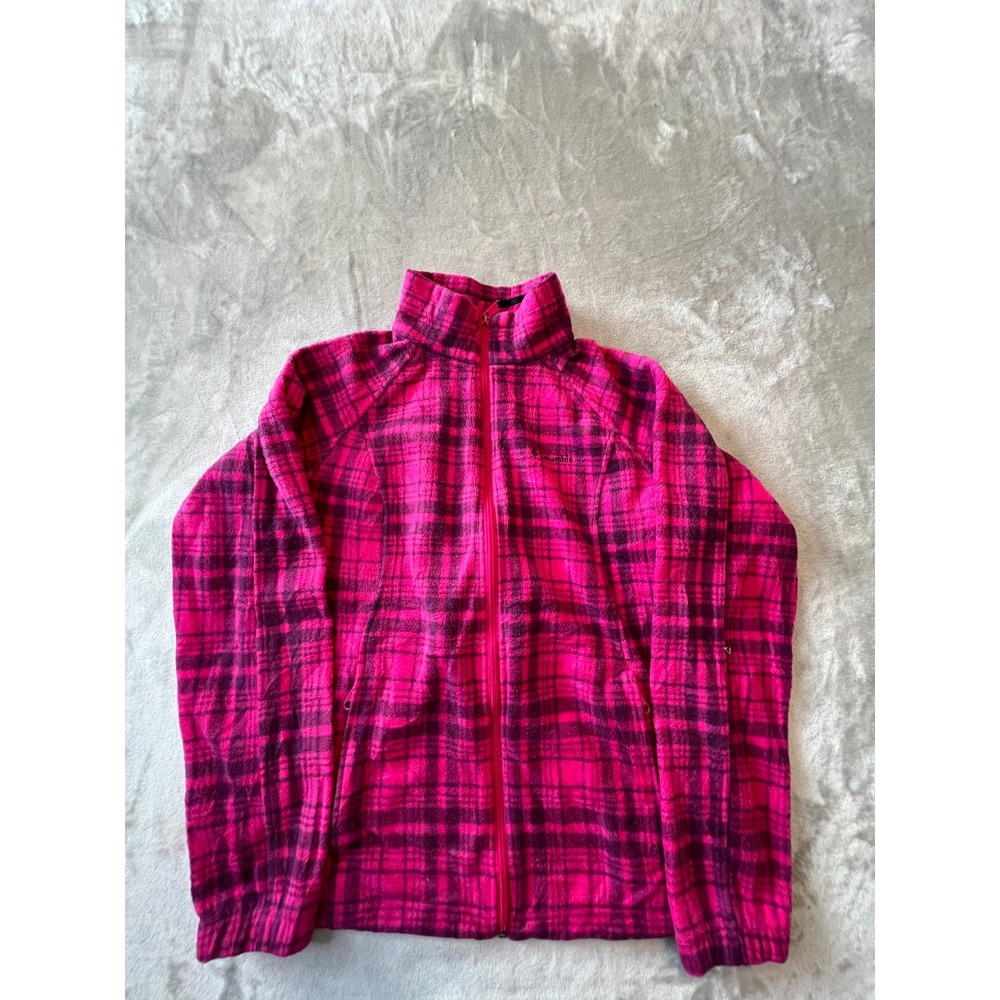 Columbia Fleece Jacket Womens Large Pink Plaid Full Zip Outdoors